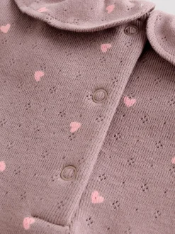 Roze/crème/bruin met fijne bloemetjesprint - Verpakking van 4 babyrompers met lange mouwen en ruches (0mnd-2jr)