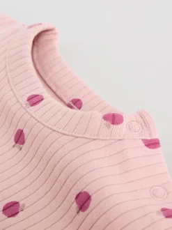 Roze/crème/bruine print - 6 -delige set van top met lange mouwen en leggings (0mnd -3jr)