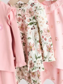 Roze/crème/konijnfiguur - 6 -delige set van top met lange mouwen en leggings (0mnd -3jr)