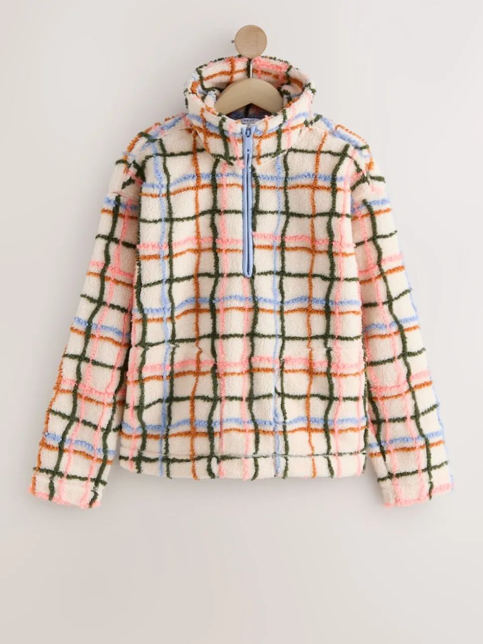 Roze/ecru geruit - Soft Touch Knusse Teddy Borg Kwartrondrits Fleece
