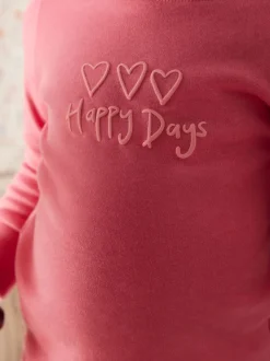 Roze/geel met slogan - Verpakking van 3 knusse pyjama's met print (9 mnd - 12 jr)