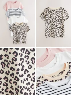 Roze/gestreept/met dierenprint - T-shirts 4 Pack (3-16jr)