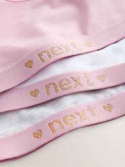 Roze/grijs - Set van 3 crop tops met diepe ronde hals (5 - 16 jr)