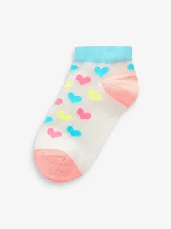 Roze/grijs/paars - Verpakking van 5 sneakersokken met eenhoornprint en hoog katoengehalte