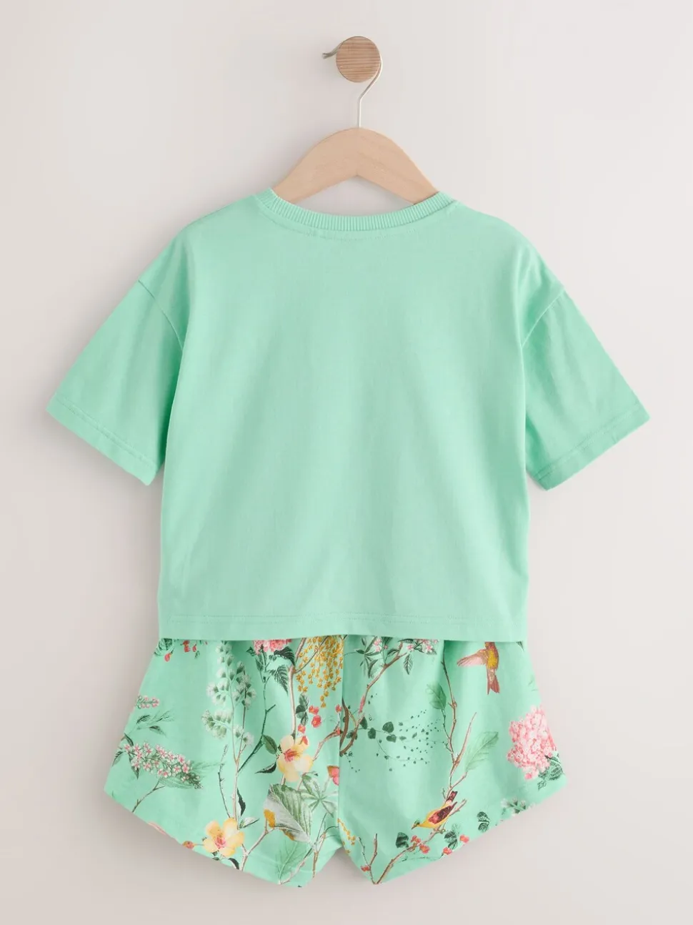 Roze/groen met bloemenprint - Set van 3 pyjama's met short (3-16 jr)