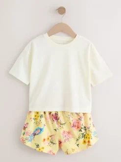Roze/groen met bloemenprint - Set van 3 pyjama's met short (3-16 jr)