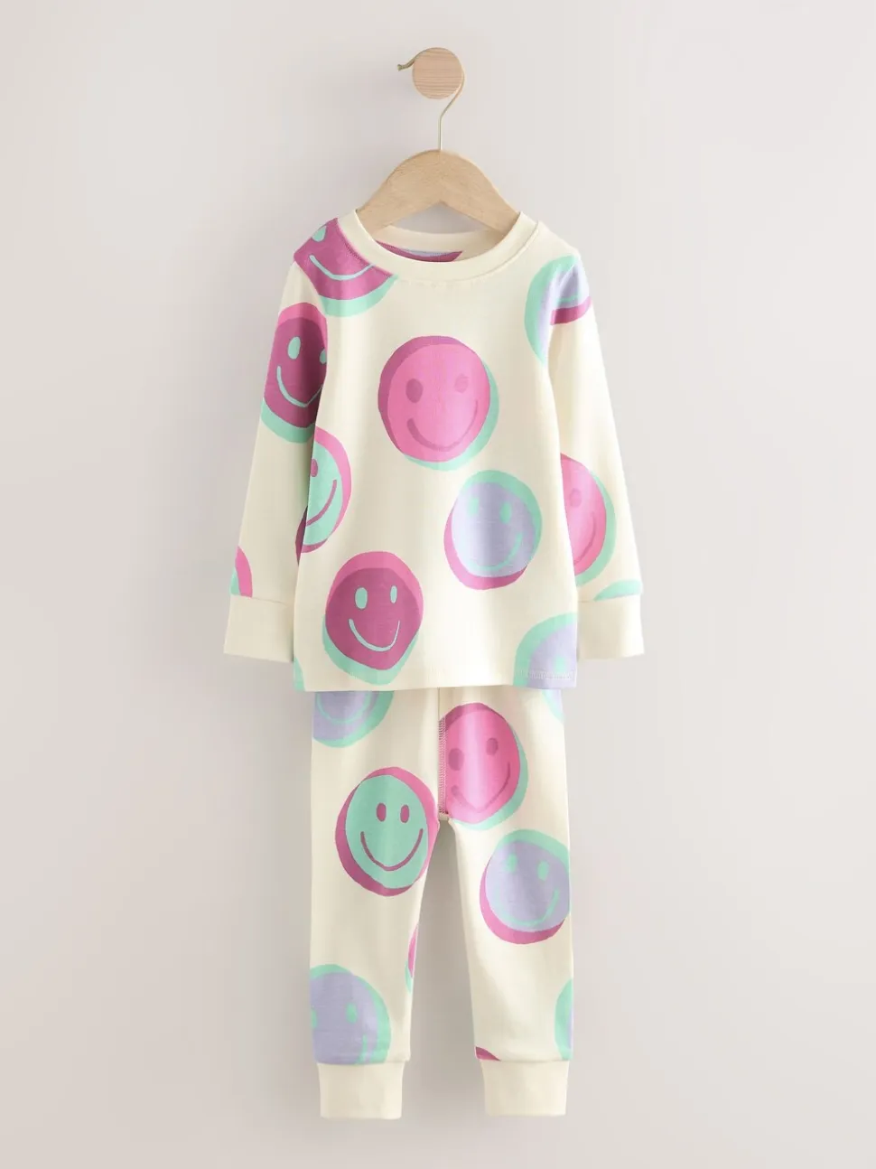 Roze/Groene glimlach - Verpakking van 3 knusse pyjama's (9 mnd-12 jr)