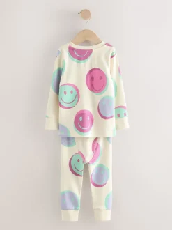 Roze/Groene glimlach - Verpakking van 3 knusse pyjama's (9 mnd-12 jr)