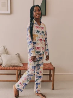 Roze/Groene strikprint - Pyjama met knoopsluiting (3-16jr)