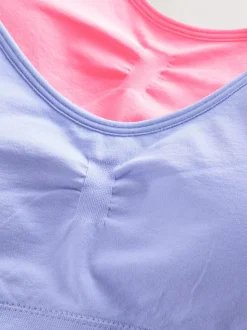 Roze/lila - Naadloze Cropped Tops 2 Pack met uitneembare, licht gewatteerde cups (7-16jaar)