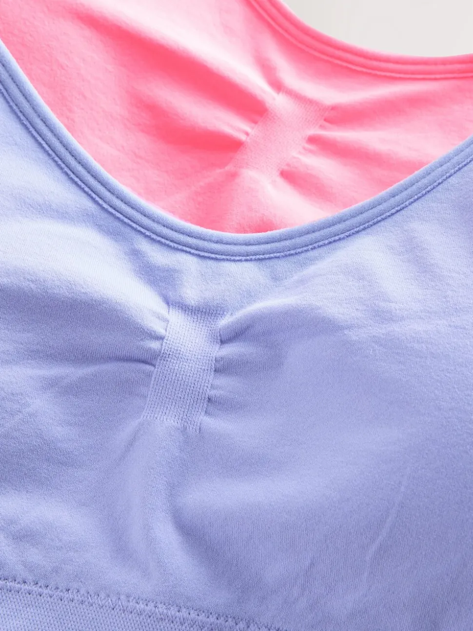Roze/lila - Naadloze Cropped Tops 2 Pack met uitneembare, licht gewatteerde cups (7-16jaar)