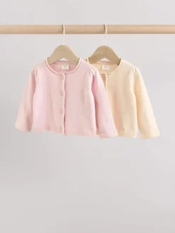 Roze/naturel - Verpakking van 2 100% katoenen vesten (0 mnd - 3 jr)