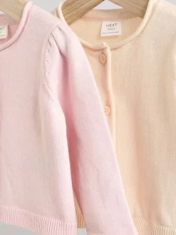 Roze/naturel - Verpakking van 2 100% katoenen vesten (0 mnd - 3 jr)