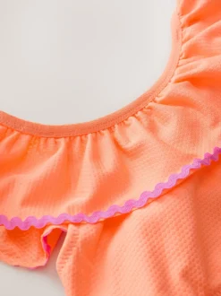 Roze/oranje - Bikini met ruches (3-16jaar)