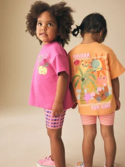 Roze/oranje - Top & Cycle Shorts Set 2 Pack (3mths-7yrs)