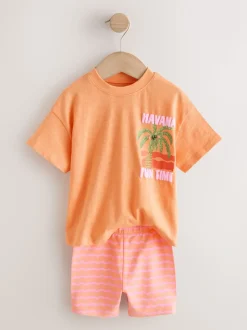Roze/oranje - Top & Cycle Shorts Set 2 Pack (3mths-7yrs)