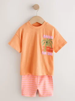 Roze/oranje - Top & Cycle Shorts Set 2 Pack (3mths-7yrs)