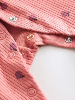 Roze/roestbruin met fijne bloemenprint - Set van 5 babypyjama's (0-2jr)