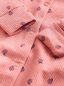 Roze/roestbruin met fijne bloemenprint - Set van 5 babypyjama's (0-2jr)