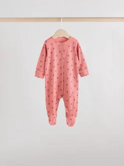 Roze/roestbruin met fijne bloemenprint - Set van 5 babypyjama's (0-2jr)