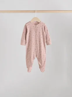 Roze/roestbruin met fijne bloemenprint - Set van 5 babypyjama's (0-2jr)