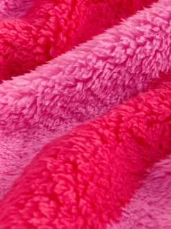 Roze/rood gestreept - Teddy fleece kamerjas (9mnd -16jr)