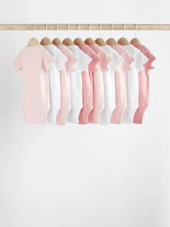 Roze/wit - Essentiële babyrompertjes met korte mouwen