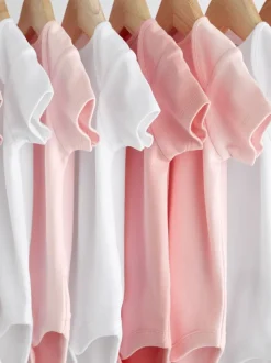 Roze/wit - Essentiële babyrompertjes met korte mouwen