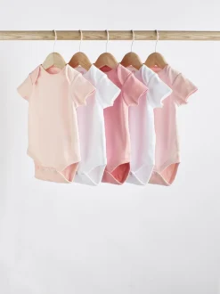 Roze/wit - Essentiële babyrompertjes met korte mouwen