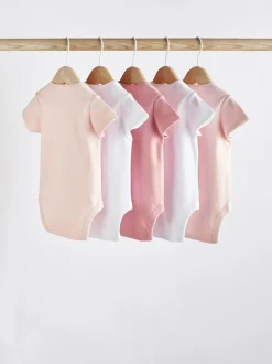 Roze/wit - Essentiële babyrompertjes met korte mouwen