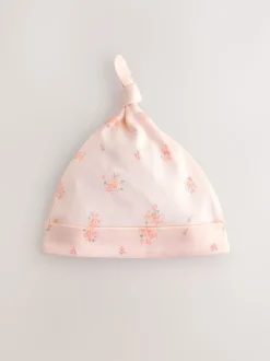 Roze/wit - Set van 3 babymutsen met strik (0-12mnd)