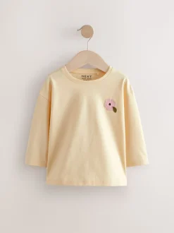 Roze/wit - Set van 4 T-shirts met lange mouwen en geborduurde konijntjes (3mnd-7jr)