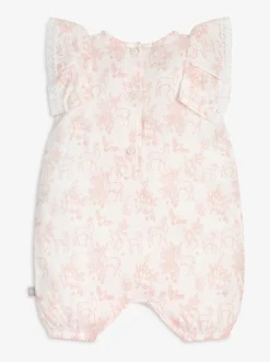 Roze/wit - The Little Tailor Mousseline babyplaysuit van 100% katoen