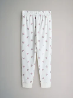 Roze/wit - The Set verpakking van 4 behaaglijke katoenen jersey pyjama's