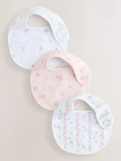 Roze/wit - Verpakking met 3 babyslabbetjes