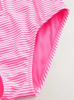 Roze/wit gestreept - Textured Long Sleeve Sunsafe Swimsuit (3-16yrs)