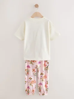 Roze/wit met bloemenprint - Verpakking van 2 pyjama's met joggingbroek (3 - 16 jr)