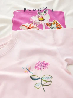 Roze/wit met bloemenprint - Verpakking van 2 pyjama's met joggingbroek (3 - 16 jr)