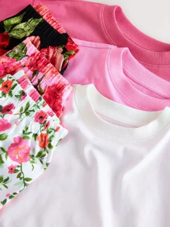 Roze/zwart - Floral Pyjamas 3 Pack (3-16yrs)