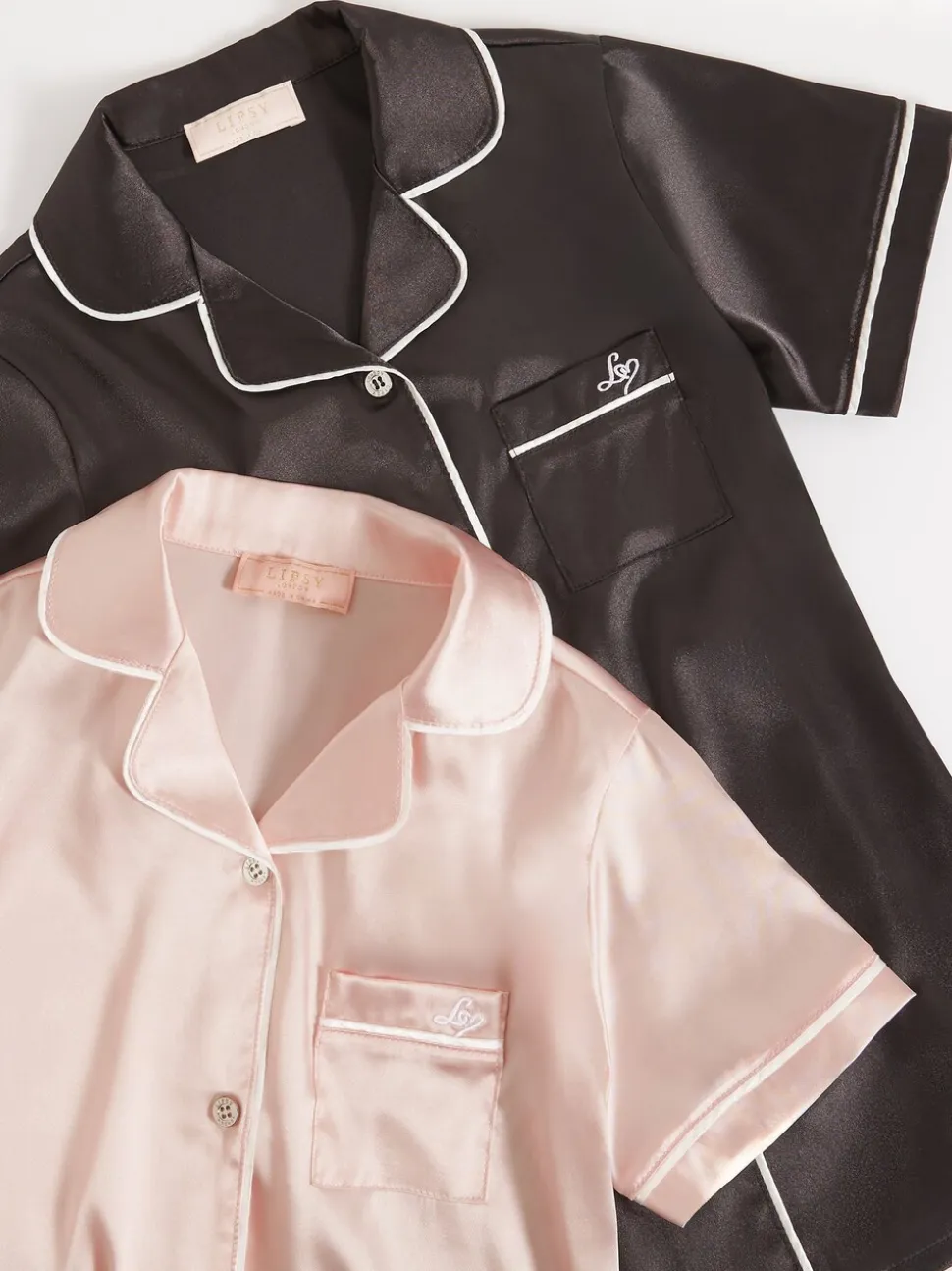 Roze/zwart - Lipsy satijnen pyjama's 2 pack (5-16jr)