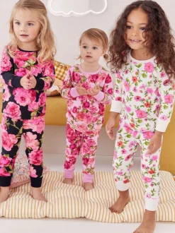 Roze/zwart - Verpakking van 3 knusse pyjama's (9 mnd-16 jr)