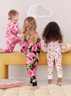 Roze/zwart - Verpakking van 3 knusse pyjama's (9 mnd-16 jr)