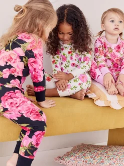 Roze/zwart - Verpakking van 3 knusse pyjama's (9 mnd-16 jr)