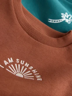 Rust Brown and Teal - Crew Neck Sweatshirt and Shorts 2 Pack Set (3mths-7yrs)