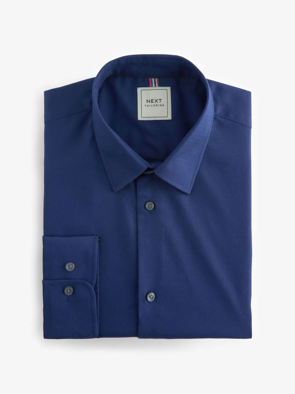 Saffierblauw - Normale Pasvorm - Onderhoudsvriendelijk, getextureerd, slim fit overhemd met enkele manchet