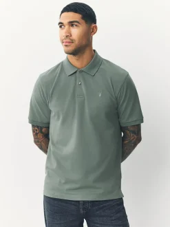 Saliegroen - Normale Pasvorm - Piqué poloshirt met korte mouwen
