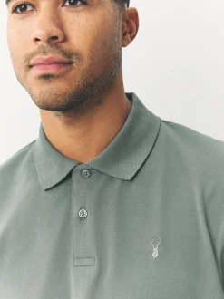 Saliegroen - Normale Pasvorm - Piqué poloshirt met korte mouwen
