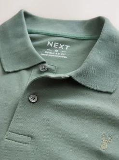 Saliegroen - Normale Pasvorm - Piqué poloshirt met korte mouwen