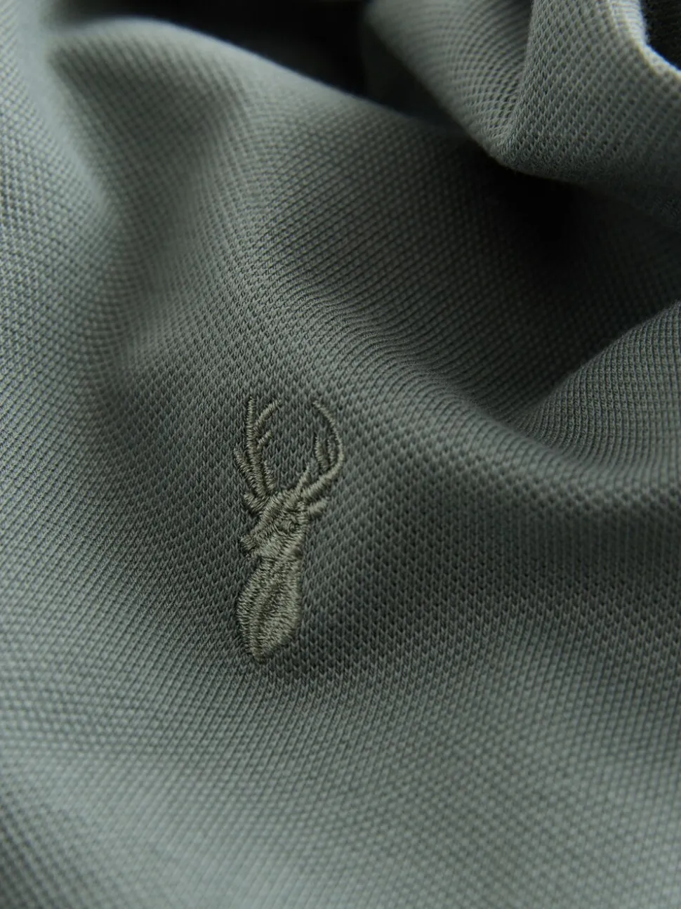 Saliegroen - Normale Pasvorm - Piqué poloshirt met korte mouwen