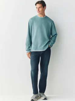 Saliegroen - T-shirt met lange mouwen en ronde hals
